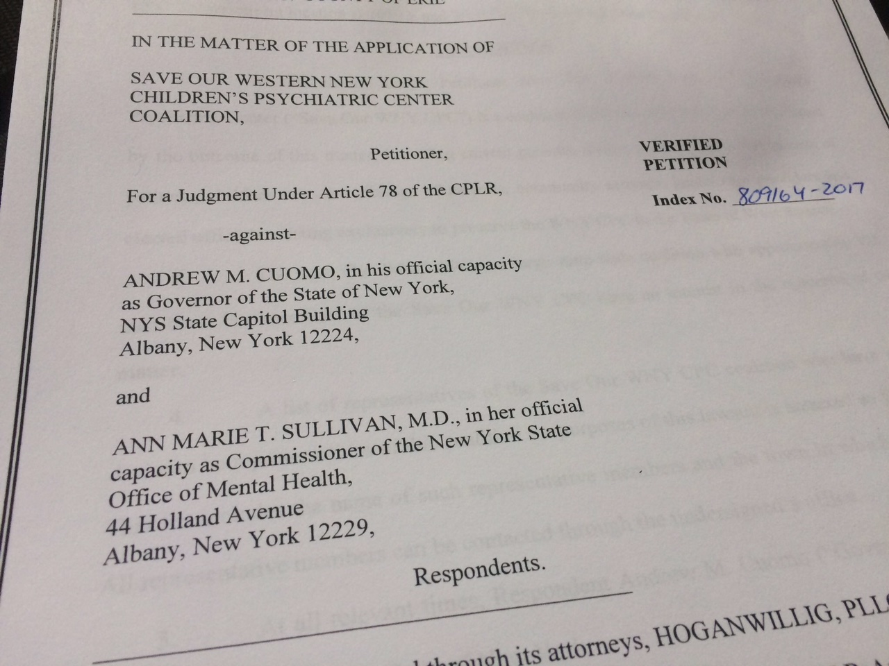 The ‘Save Our WNY Children’s Psychiatric Center’ Obtains Temporary Restraining Order To ‘Stop’ The State From Merging The Children’s West Seneca Facility Into Adult Buffalo Psychiatric Center